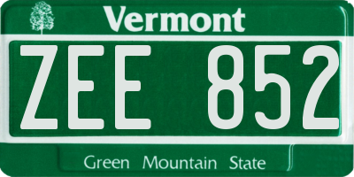 VT license plate ZEE852
