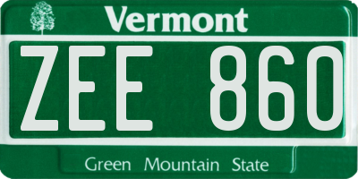 VT license plate ZEE860