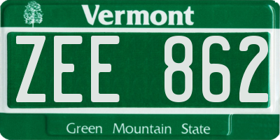 VT license plate ZEE862
