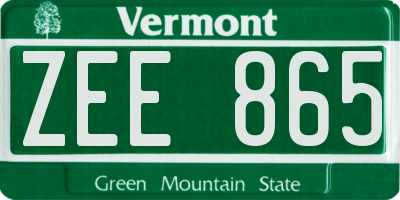 VT license plate ZEE865