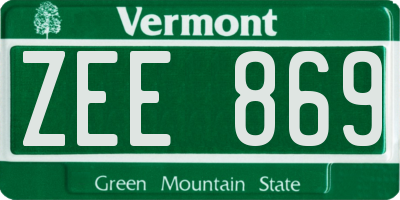 VT license plate ZEE869