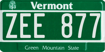 VT license plate ZEE877