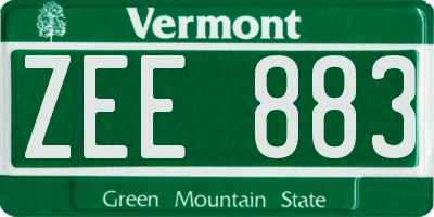 VT license plate ZEE883