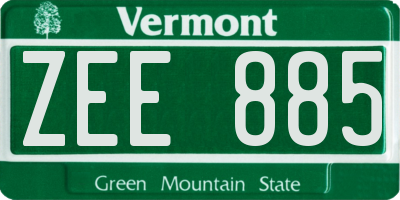 VT license plate ZEE885