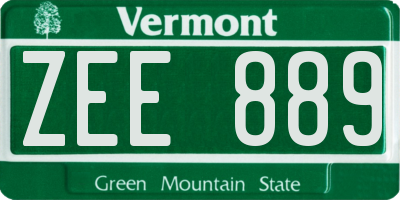 VT license plate ZEE889