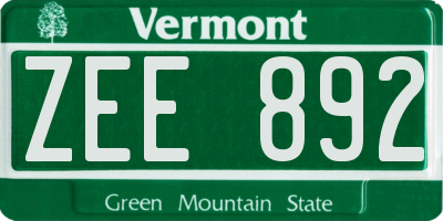VT license plate ZEE892