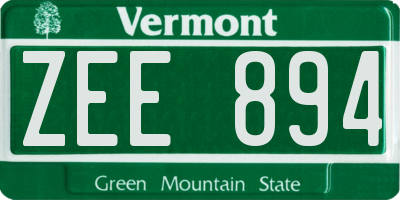 VT license plate ZEE894
