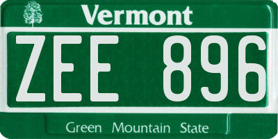 VT license plate ZEE896
