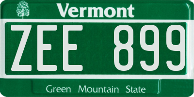 VT license plate ZEE899