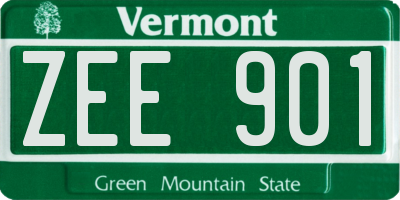 VT license plate ZEE901