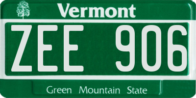 VT license plate ZEE906
