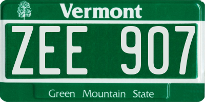 VT license plate ZEE907