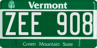 VT license plate ZEE908
