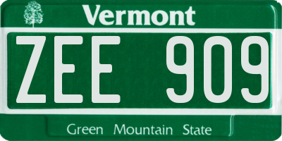 VT license plate ZEE909