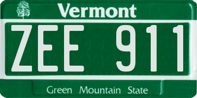 VT license plate ZEE911