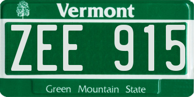 VT license plate ZEE915