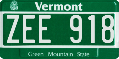 VT license plate ZEE918