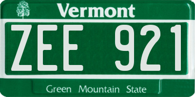 VT license plate ZEE921