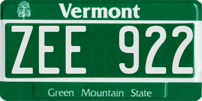 VT license plate ZEE922
