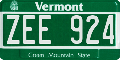VT license plate ZEE924