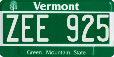 VT license plate ZEE925