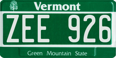 VT license plate ZEE926