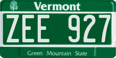 VT license plate ZEE927