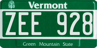 VT license plate ZEE928
