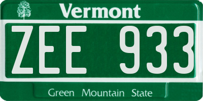 VT license plate ZEE933
