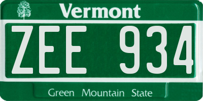 VT license plate ZEE934
