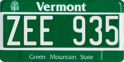 VT license plate ZEE935