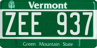 VT license plate ZEE937