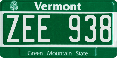 VT license plate ZEE938