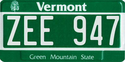 VT license plate ZEE947