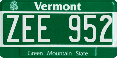 VT license plate ZEE952