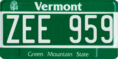 VT license plate ZEE959