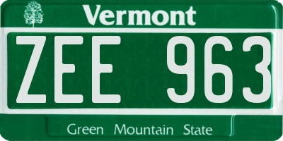 VT license plate ZEE963
