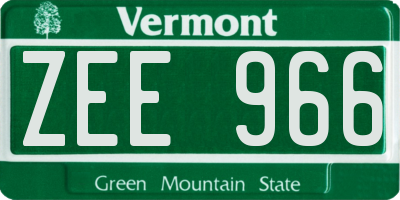 VT license plate ZEE966