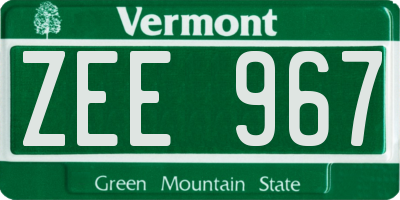 VT license plate ZEE967