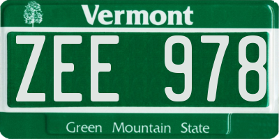 VT license plate ZEE978