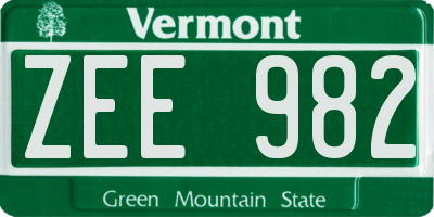 VT license plate ZEE982
