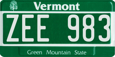 VT license plate ZEE983