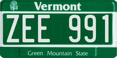 VT license plate ZEE991