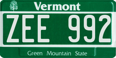 VT license plate ZEE992