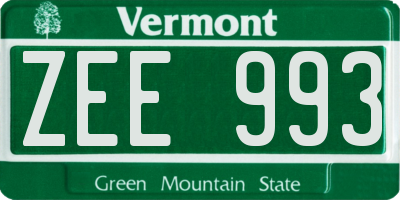VT license plate ZEE993