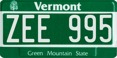 VT license plate ZEE995