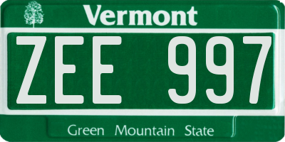 VT license plate ZEE997