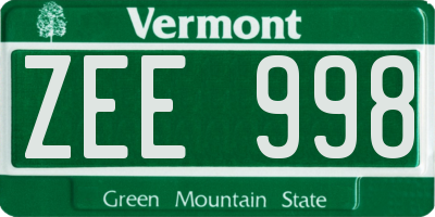 VT license plate ZEE998