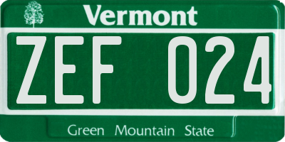 VT license plate ZEF024