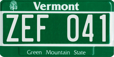 VT license plate ZEF041